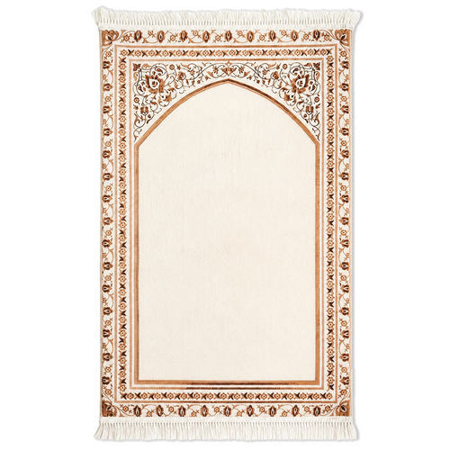 Sajadeh Soft™ Premium Fully Padded Prayer Mat | Ivory Heritage