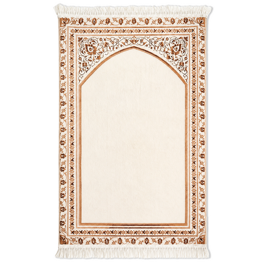 Sajadeh Soft™ Premium Fully Padded Prayer Mat | Ivory Heritage