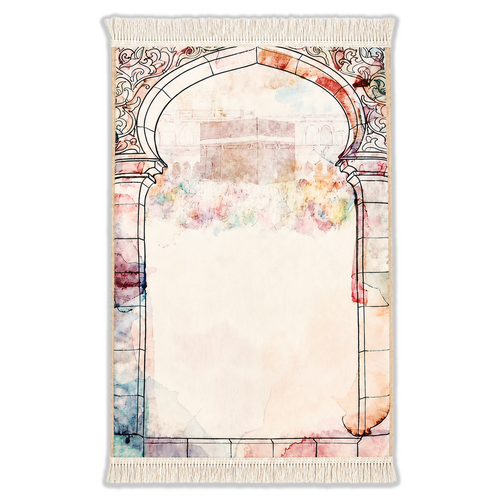 Sajadeh Soft™ Premium Fully Padded Prayer Mat | Pastel Kabba